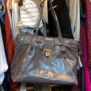 Jimmy Choo tote. Fold over closure and zipper